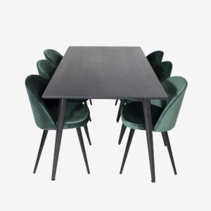 Venture Home – Matgrupp Dipp med 6st matstolar Velvet – Grön – Matgrupp 6 personer – Från Homeroom