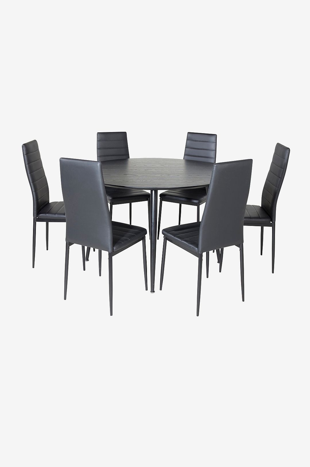 Venture Home – Matgrupp Dipp med 6st stolar Slim – Svart – Matgrupp 6 personer – Från Homeroom