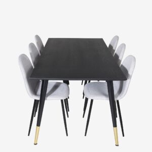 Venture Home – Matgrupp Doris inkl 6st matstolar Penally – Svart – Matgrupp 6 personer – Från Homeroom