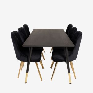 Venture Home – Matgrupp Doris med Matstol Valleta delux – Svart – Matgrupp 6 personer – Från Homeroom