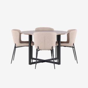 Venture Home – Matgrupp Durango med 4st matstolar Modesto – Brun – Matgrupp 4 personer – Från Homeroom