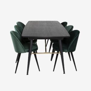 Venture Home – Matgrupp Gärdet med 6 st matstolar Valletta – Svart – Matgrupp 6 personer – Från Homeroom
