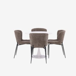 Venture Home – Matgrupp Hamden med 4 stycken stolar Modesto – Grå – Matgrupp 4 personer – Från Homeroom