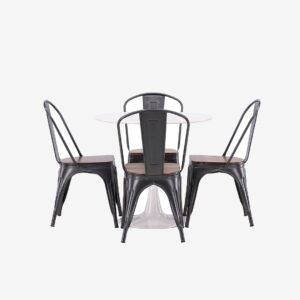 Venture Home – Matgrupp Hamden med 4 stycken stolar Tempe – Brun – Matgrupp 4 personer – Från Homeroom