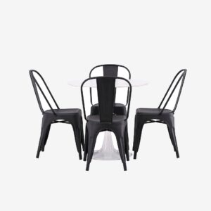 Venture Home – Matgrupp Hamden med 4 stycken stolar Tempe – Svart – Matgrupp 4 personer – Från Homeroom