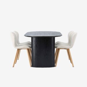 Venture Home – Matgrupp Isolde med 4st stolar Lilja – Svart – Matgrupp 4 personer – Från Homeroom