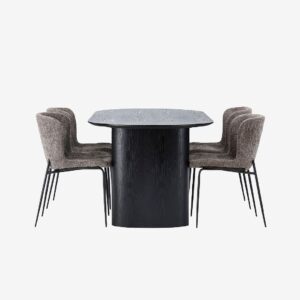 Venture Home – Matgrupp Isolde med 4st stolar Modesto – Svart – Matgrupp 4 personer – Från Homeroom
