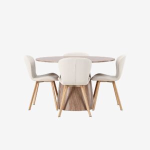 Venture Home – Matgrupp Lanzo med 4st stolar Lilja – Brun – Matgrupp 4 personer – Från Homeroom