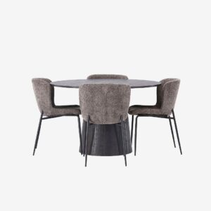 Venture Home – Matgrupp Lanzo med 4st stolar Modesto – Svart – Matgrupp 4 personer – Från Homeroom