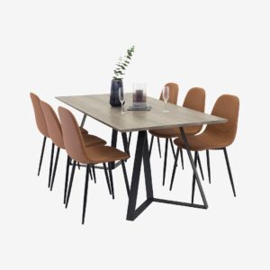 Venture Home – Matgrupp Marina med 6st matstolar Polar – Grå – Matgrupp 6 personer – Från Homeroom