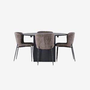 Venture Home – Matgrupp Matilda med 4st stolar Modesto – Grå – Matgrupp 4 personer – Från Homeroom