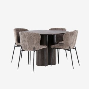 Venture Home – Matgrupp Olivia med 4st matstolar Modesto – Brun – Matgrupp 4 personer – Från Homeroom