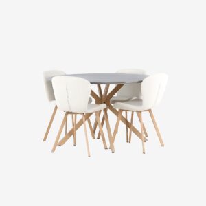 Venture Home – Matgrupp Piazza med 4st stolar Lilja – Grå – Matgrupp 4 personer – Från Homeroom