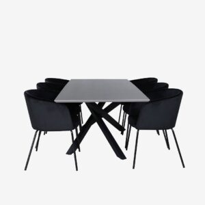 Venture Home – Matgrupp Piazza med 6 st matstolar Berit – Grå – Matgrupp 6 personer – Från Homeroom