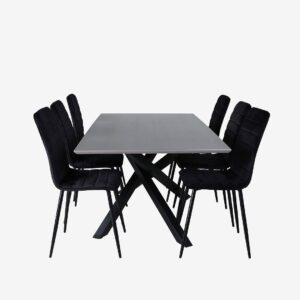 Venture Home – Matgrupp Piazza med 6 st matstolar Windu Lyx – Grå – Matgrupp 6 personer – Från Homeroom