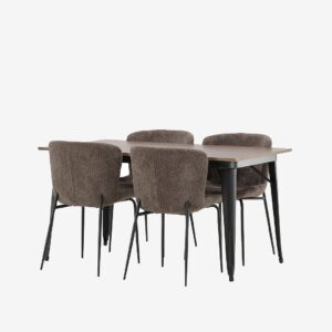 Venture Home – Matgrupp Tempe med 4st matstolar Modesto – Grå – Matgrupp 4 personer – Från Homeroom