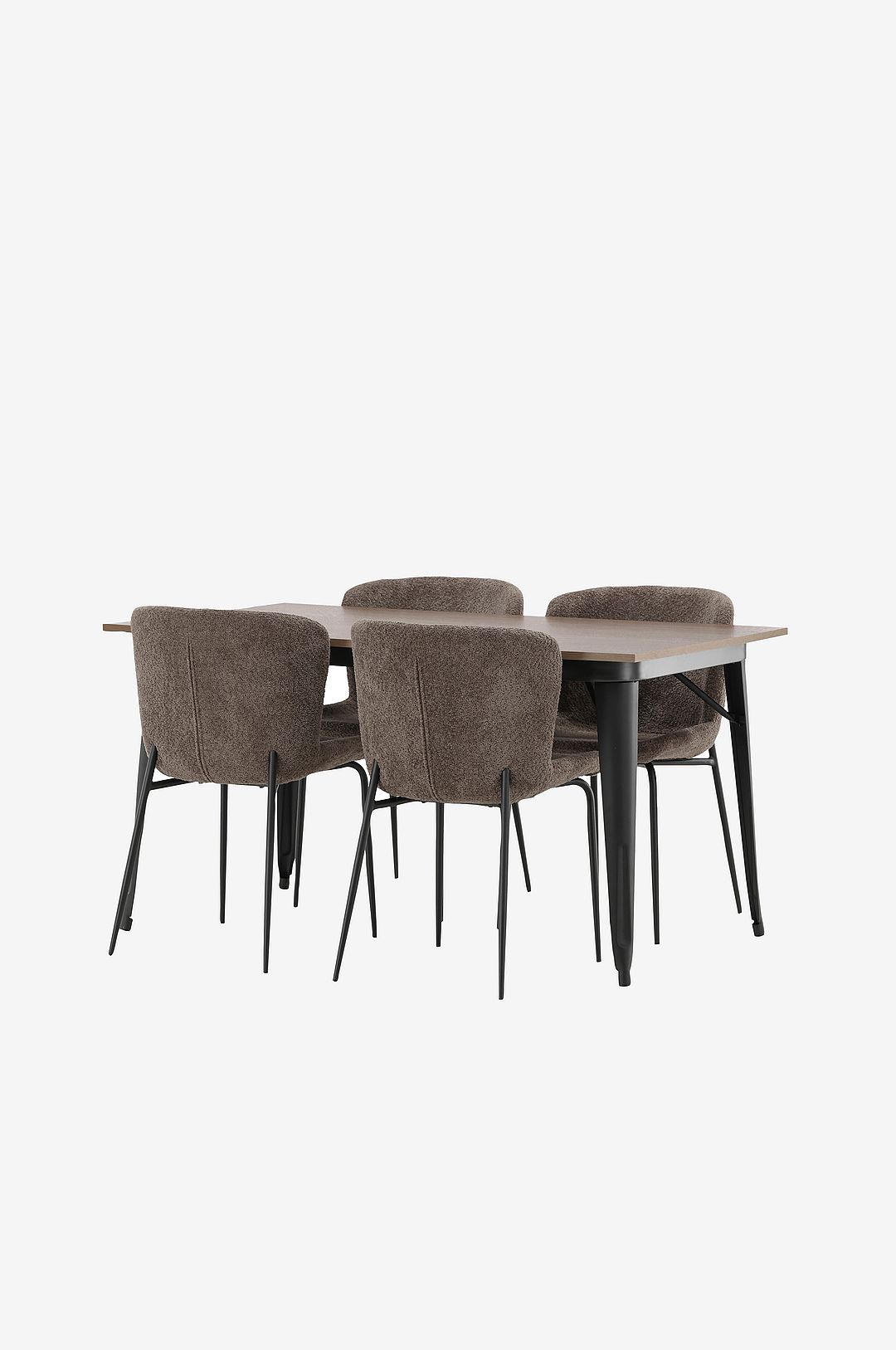 Venture Home – Matgrupp Tempe med 4st matstolar Modesto – Grå – Matgrupp 4 personer – Från Homeroom