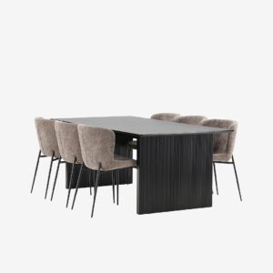 Venture Home – Matgrupp Vail med 6st matstolar Modesto – Grå – Matgrupp 6 personer – Från Homeroom