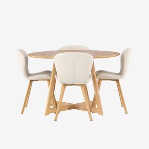 Venture Home – Matgrupp Yadikon med 4st stolar Lilja – Brun – Matgrupp 4 personer – Från Homeroom