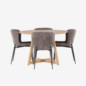 Venture Home – Matgrupp Yadikon med 4st stolar Modesto – Brun – Matgrupp 4 personer – Från Homeroom