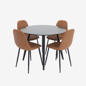 Venture Home – Matuppsättning Plaza med stolar Polar – Brun – Matgrupp 4 personer – Från Homeroom