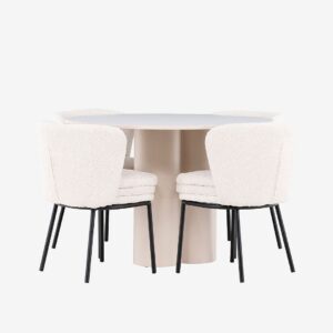 Venture Home – Olivia matbord med Agnes matstol – Vit – Matgrupp 4 personer – Från Homeroom