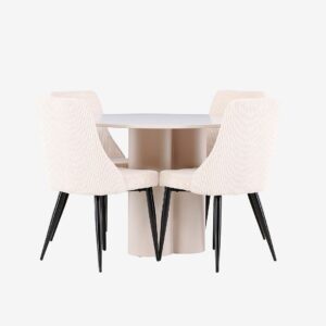 Venture Home – Olivia matbord med Leone matstol – Beige – Matgrupp 4 personer – Från Homeroom