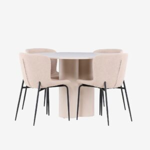 Venture Home – Olivia matbord med Modesto matstol – Beige – Matgrupp 4 personer – Från Homeroom