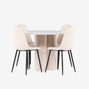 Venture Home – Olivia matbord med Polar matstol – Beige – Matgrupp 4 personer – Från Homeroom