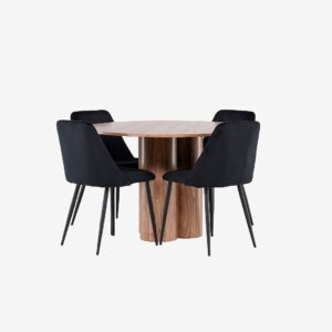 Venture Home – Olivia matbord med nattmatstol – Svart – Matgrupp 4 personer – Från Homeroom