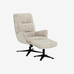 AC Design Furniture – Suton fåtölj med fotpall, med hög rygg, snurrfunktion och dragkedja – Beige – Fåtöljer – Från Homeroom