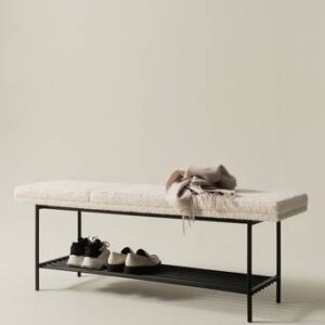 BARKLY bänk med skohylla 140 cm Svart/Vit