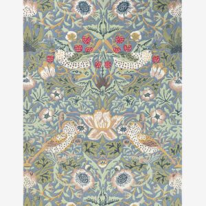 Brink & Campman – Ullmatta Strawberry Thief Slate – Blå – Ullmattor – Från Homeroom