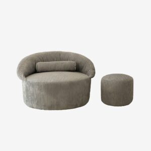 Hanah Home – Fåtölj & puff uppsättning Pufi – Grå – Fåtöljer – Från Homeroom