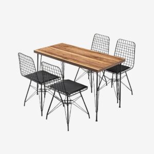 Hanah Home – Set med bord och stolar (5 delar) Dragon – Svart – Matgrupp 4 personer – Från Homeroom