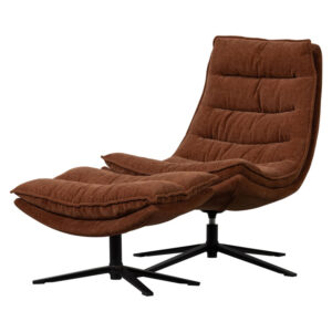 KUBE Fåtölj med fotpall Brun