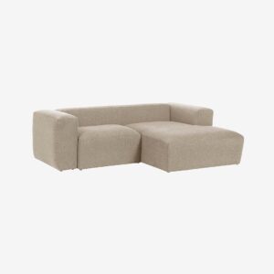 Kave Home – Soffa Blok 2-sits i chenille divan höger – Vit – 4-sits soffor – Från Homeroom
