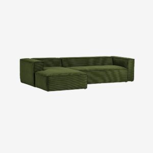 Kave Home – Soffa Blok 3-sits med vänster schäslong – Grön – 3-sits soffor – Från Homeroom