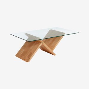 Kave Home – Soffbord WALEA ek/transparent glas – Transparent – Soffbord – Från Homeroom