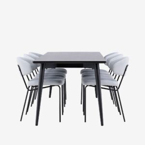 Venture Home – Ellis matbord med Chico matstol – Blå – Matgrupp 6 personer – Från Homeroom