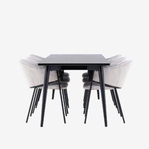 Venture Home – Ellis matbord med Evelina matstol – Grå – Matgrupp 6 personer – Från Homeroom