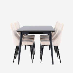 Venture Home – Ellis matbord med Leone matstol – Beige – Matgrupp 6 personer – Från Homeroom