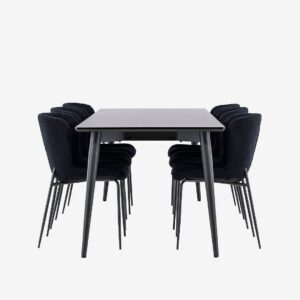 Venture Home – Ellis matbord med Modesto matstol – Svart – Matgrupp 6 personer – Från Homeroom