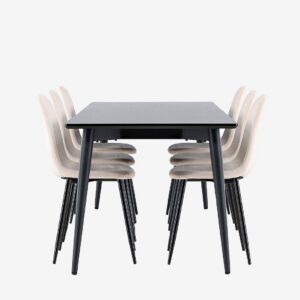 Venture Home – Ellis matbord med Polar matstol – Beige – Matgrupp 6 personer – Från Homeroom