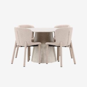 Venture Home – Matbord Lanzo med Astoria stol – Beige – Matgrupp 4 personer – Från Homeroom