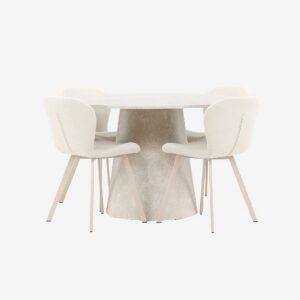 Venture Home – Matbord Lanzo med Lilja stol – Beige – Matgrupp 4 personer – Från Homeroom