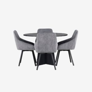Venture Home – Matgrupp Bootcut med 4st stolar Rosie – Svart – Matgrupp 4 personer – Från Homeroom