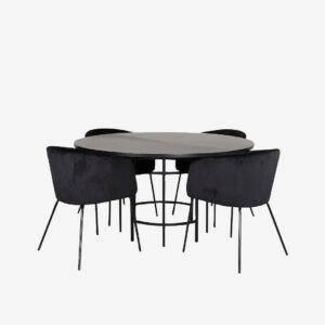 Venture Home – Matgrupp Copenhagen med 4 st matstolar Berit – Svart – Matgrupp 4 personer – Från Homeroom