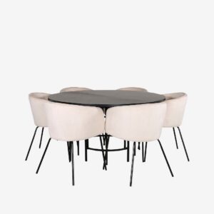 Venture Home – Matgrupp Copenhagen med 6 st matstolar Berit – Svart – Matgrupp 6 personer – Från Homeroom