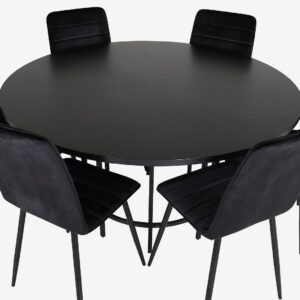 Venture Home – Matgrupp Copenhagen med 6 st matstolar Windu Lyx – Svart – Matgrupp 6 personer – Från Homeroom